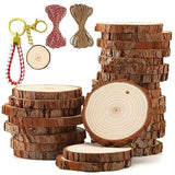 SENMUT Natural Wood Slices,Unfinished Wood Slice Kit 30pcs 2.0"-2.45" Predrilled Wood Circles for Crafts, Christmas Wood Slices for Crafts Round SENMUT