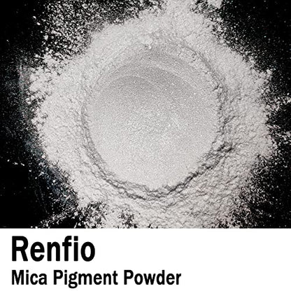 Renfio 100g Mica Powder Pigment Natural Fine Powdered Pigments Pearl Shimmer Epoxy Resin Dye for Painting Soap Making Slime Bath Bombs - Diamond - WoodArtSupply