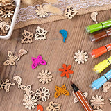 AUEAR, 300 Pack Wooden Embellishments Butterfly Flower Bird Slices Discs Unfinished Wooden Cutouts Wood Ornaments for Crafts DIY Handmade Decoration AUEAR