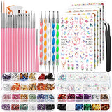 Nail Art Brushes Set, FANDAMEI Nail Art Kit, Nail Design Kit, Nail Art Dotting Pens, Nail Stickers, Butterfly Nail Art Sequins, Nail Foils, Nail Art Fandamei