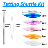 BUTUZE Tatting Shuttle Kit, 10 PCS Plastic Tatting Shuttle with Beading Needles Crochet Hooks Knitting Needles Big Eye Needles Tatting Needles for BUTUZE