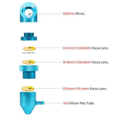 SCIENODE Laser Head with Air Assisted - 12/18mm FL50.8 & 16mm FL25.4 CO2 Laser Head Replacement for K40 Laser Engraver Cutter Machine - WoodArtSupply