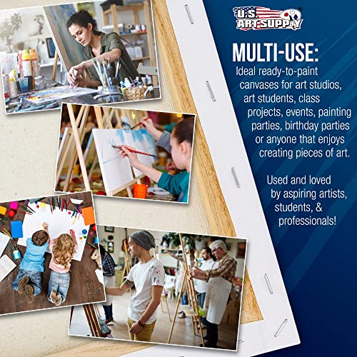 U.S. Art Supply 20 x 30 inch Stretched Canvas 12-Ounce Triple Primed, 3-Pack - Professional Artist Quality White Blank 3/4" Profile, 100% Cotton, U.S. Art Supply