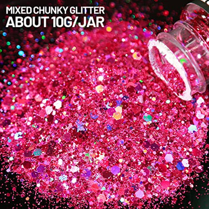 LEOBRO Holographic Chunky Glitter, 15 Colors Glitter, Craft Glitter fo –  WoodArtSupply