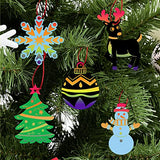 JOYIN Rainbow Color Scratch Christmas Ornaments, 72 Pack Craft Kit Toys Include Snowman, Snowflakes, Christmas Tree, and Reindeer JOYIN