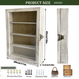 Large Shadow Box with Shelves, 11x16 Wooden Shadow Box Display Cabinet with Acrylic Window, 3 Removable Shelves and Linen Back, for Displaying Photo WANLIAN