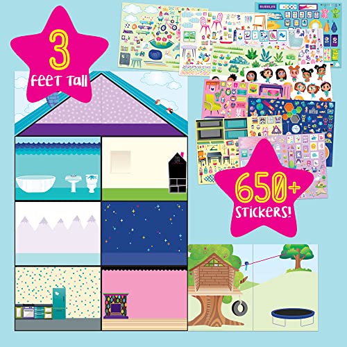 Craft-tastic Jr – Wall Sticker Playhouse – 3-Foot Tall Dreamhouse with Over 650 Reusable Stickers - WoodArtSupply