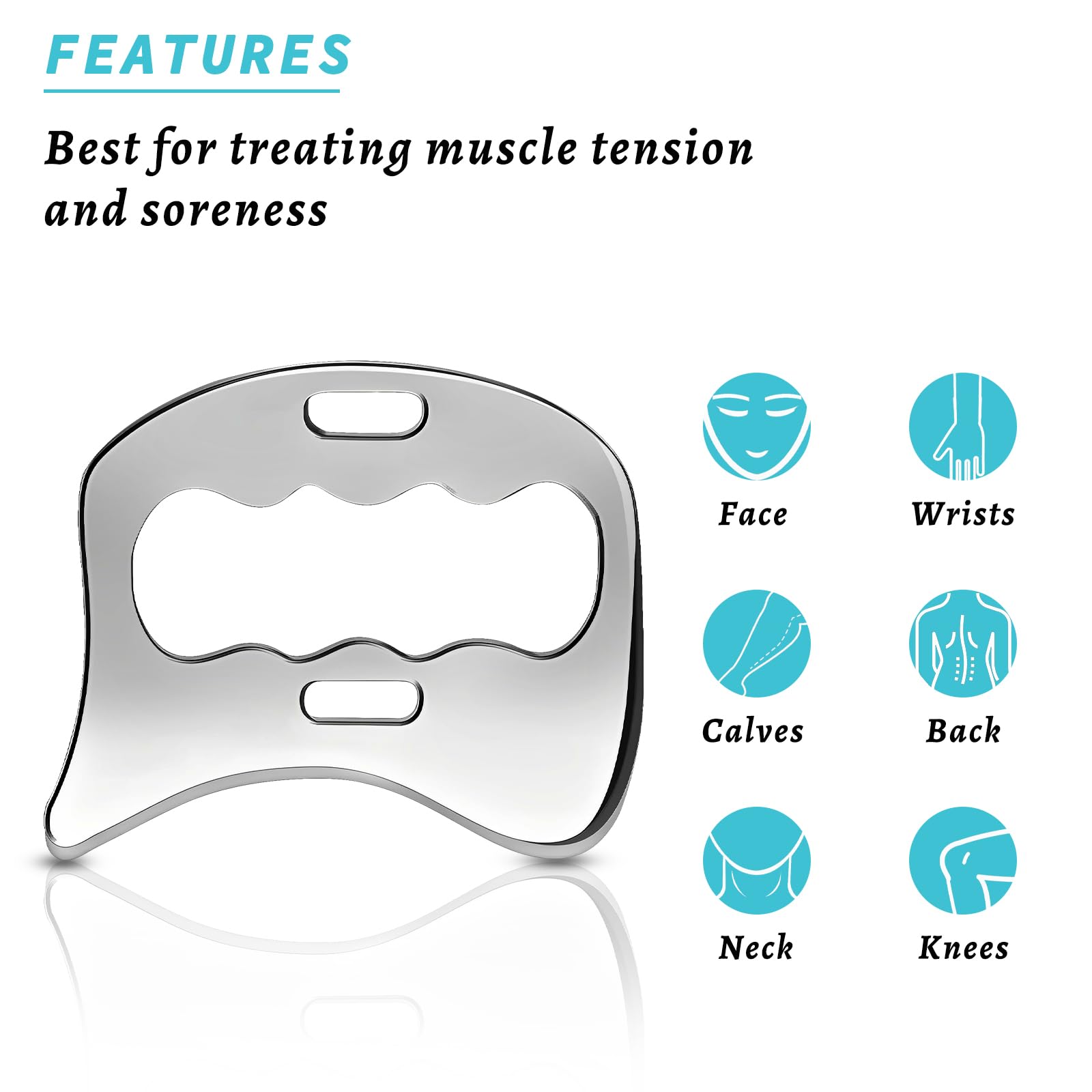 3-in-1 Stainless Steel Gua Sha Muscle Scraper Tool, Myofascial Scraping Tools for Physical Therapy, Lymphatic Drainage Massager, Soft Tissue Massage - WoodArtSupply