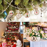 Natural Wood Slices for Christmas Ornaments, 25Pcs DIY Unfinished Wooden Craft Kit Predrilled with Hole Wooden Circles Tree Slices for Christmas Tree UMEELR