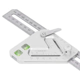 Combination Square with Bubble Level Silver Flexible Woodworking Triangle Ruler Carpentry Tools FTVOGUE