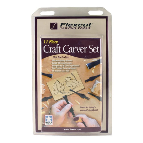 Flexcut Carving Tools, Craft Carver Set, 10 Carving Blades and Interchangeable ABS Handle Included (SK107) FLEXCUT