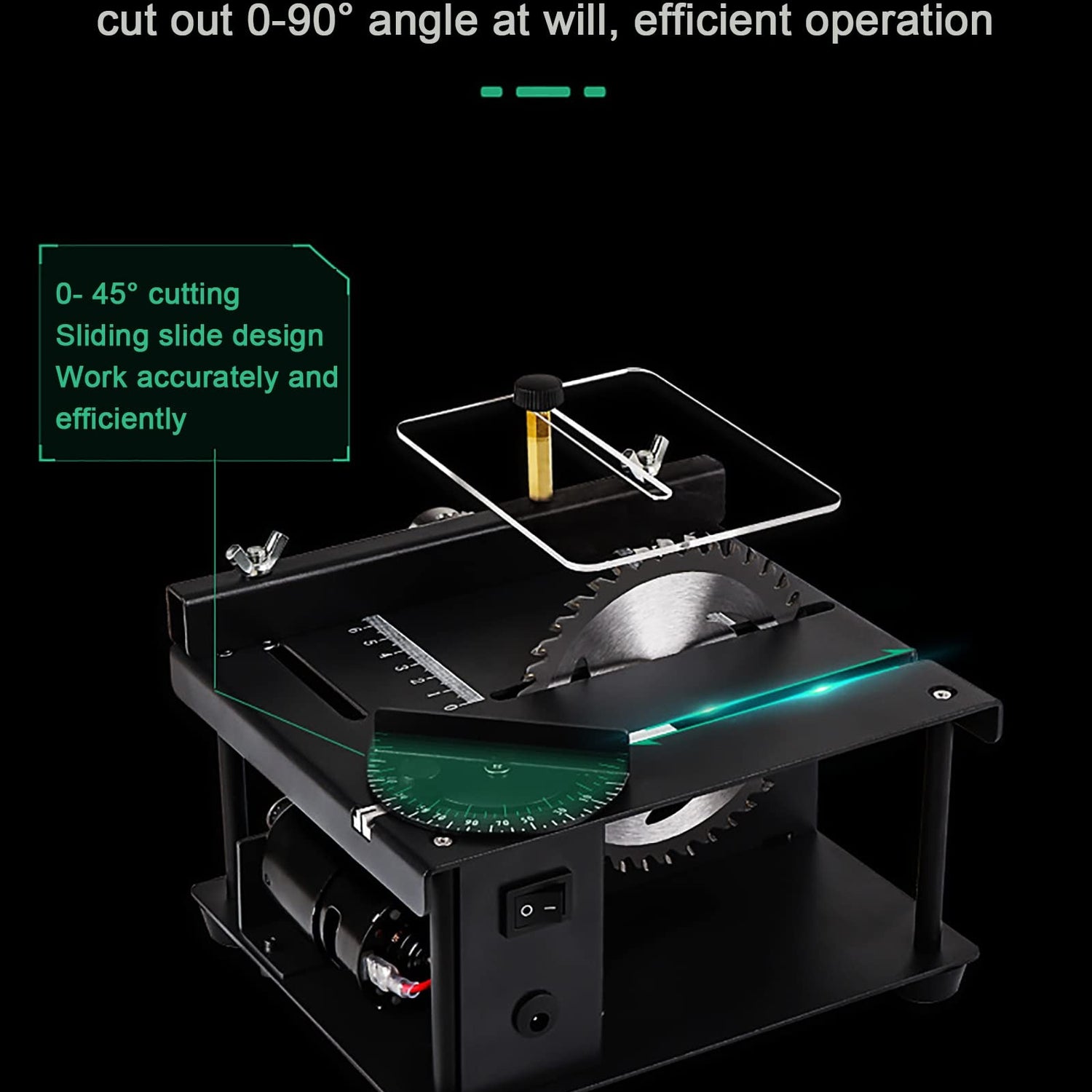 Mini Sliding Table Saw Woodworking DIY Hobby Model Cutting Bench Saw Household for Metal,Wood,PVC Plastic,Acrylic Cutting Futchoy