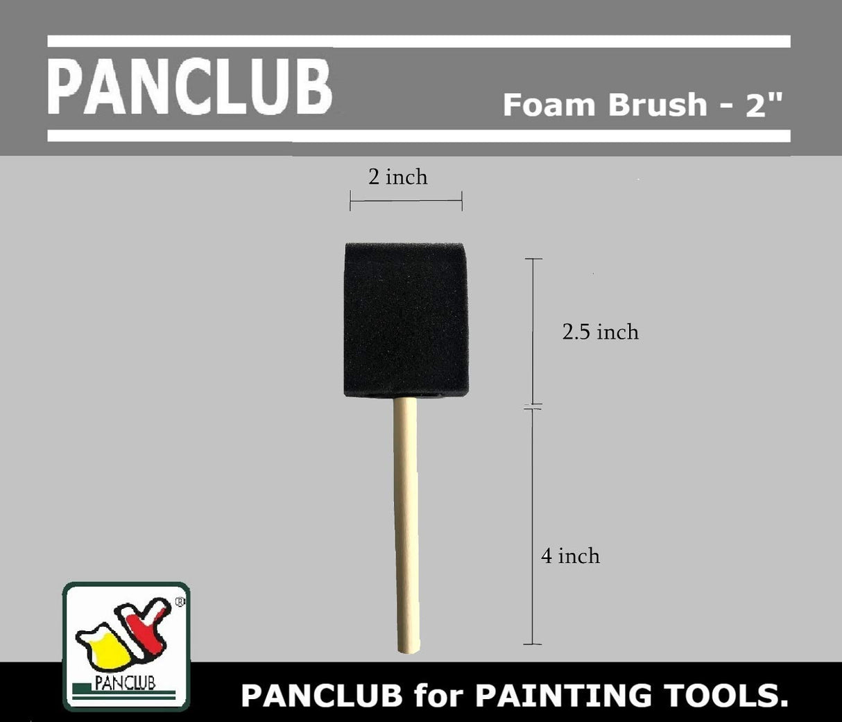 PANCLUB Foam Paint Brush Set 2 inch, Sponge Brush Paint 20 Pack with Wood Handles,Great for Art, Varnishes, Acrylics, Stains, Crafts PANCLUB