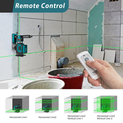 Takamine 16 Lines Green Laser Level Pro, 4x360° 4D Green Cross Line Professional Laser for Construction, Two 360° Vertical and Two 360° Horizontal - WoodArtSupply