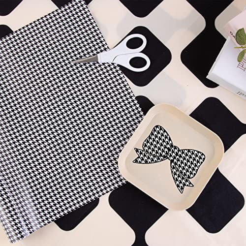 Tintnut Houndstooth Permanent Vinyl Roll - 12 inch x 5ft, Patterned Adhesive Vinyl Compatible with Cricut Machine, Black and White Permanent Outdoor Tintnut