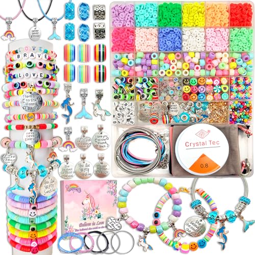 leitait Toys Bracelet Making Kit -3100pcs Beads for Charm Jewelry Making Kit Supplies DIY Arts Halloween and Christmas Party Favors Crafts for Kids leitait