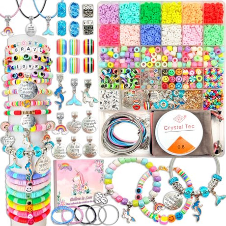 leitait Toys Bracelet Making Kit -3100pcs Beads for Charm Jewelry Making Kit Supplies DIY Arts Halloween and Christmas Party Favors Crafts for Kids leitait