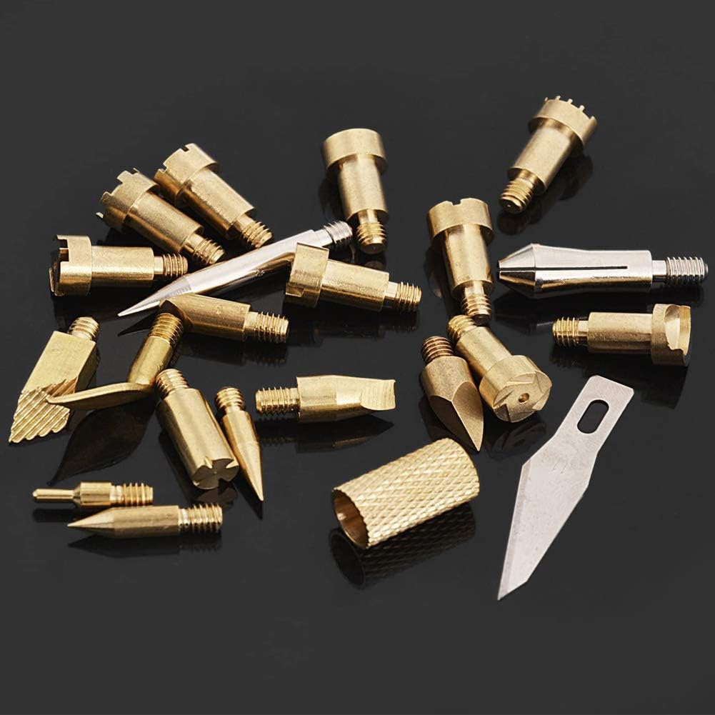 23Pcs Pyrography Wood Burning Tips, Wood Burning Tool Kits Carving Iron Tip for Embossing/Adults/Beginners/Birthday/Wedding