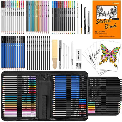 Art Supplies for Adults Kids, 81-Pack Pro Art Kit School Drawing Supplies Pencil Set, Sketch Book, Sketching Pencils Kits, Graphite Pencils, Charcoal - WoodArtSupply