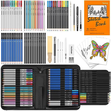 Art Supplies for Adults Kids, 81-Pack Pro Art Kit School Drawing Supplies Pencil Set, Sketch Book, Sketching Pencils Kits, Graphite Pencils, Charcoal Taotree