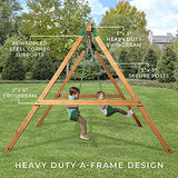 Backyard Discovery Durango All Cedar Classic Swing Set, 2 Pinch Free Belt Swings, Easy Assembly, Durable, Water Resistant, Steel Corner Supports, 2 Backyard Discovery