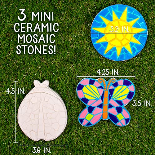 Creative Roots Mosaic Butterfly, Ladybug, & Sun Stepping Stone, Includes 3-Pack 4.5-Inch Ceramic Stepping Stone & 6 Vibrant Paints, Paint Your Own - WoodArtSupply