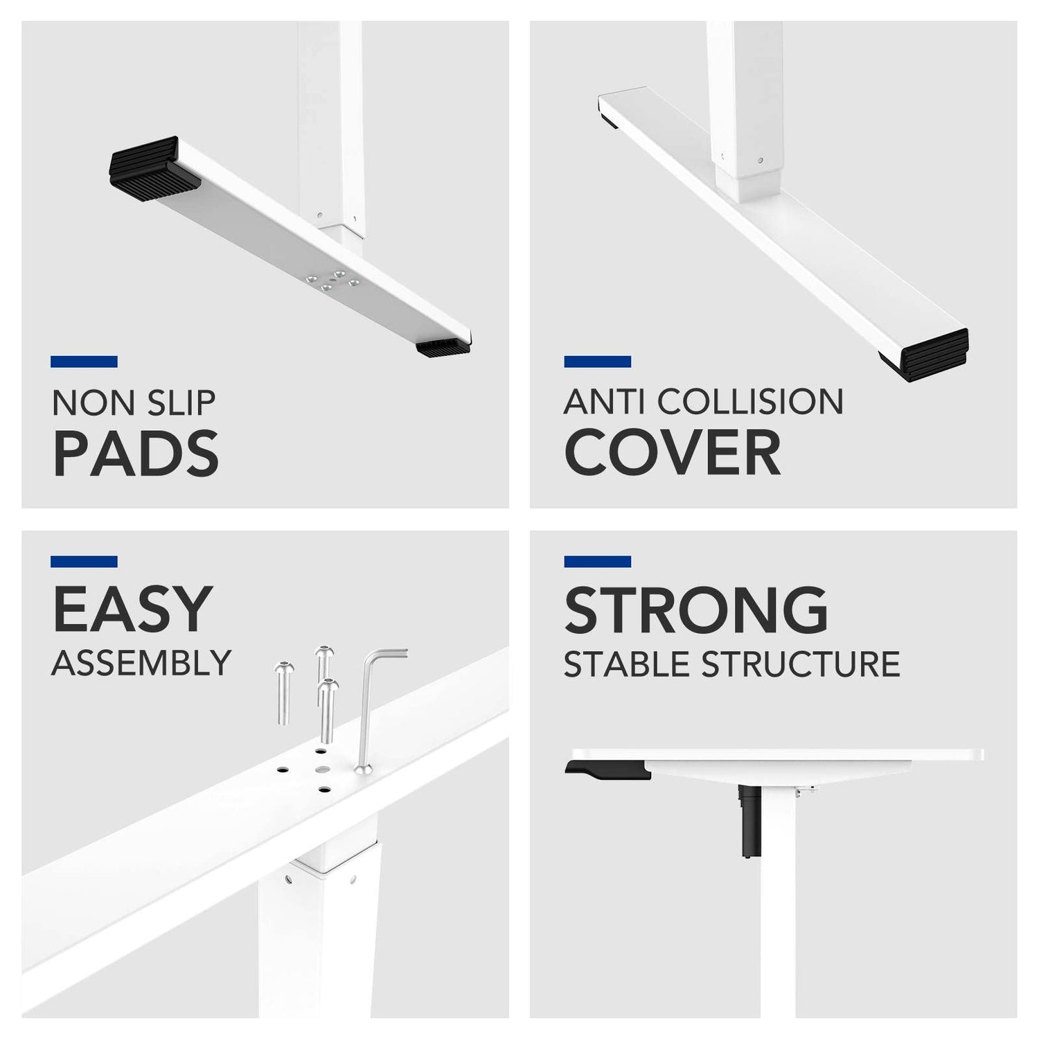 SANODESK Electric Standing Desk 48 x 24 Inches, Height Adjustable Stand Up Desk w/2-Button Controller, Ergonomic Computer Desk for Home Office, White SANODESK