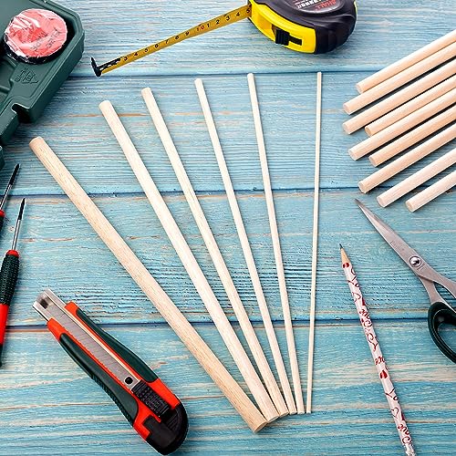 215 Pieces Balsa Wood Sticks Wooden Dowel Rods 1/8, 3/16, 1/4, 5/16, 3/8, 1/2 Inch Round Hardwood Unfinished Wooden Strips for DIY Molding Crafts