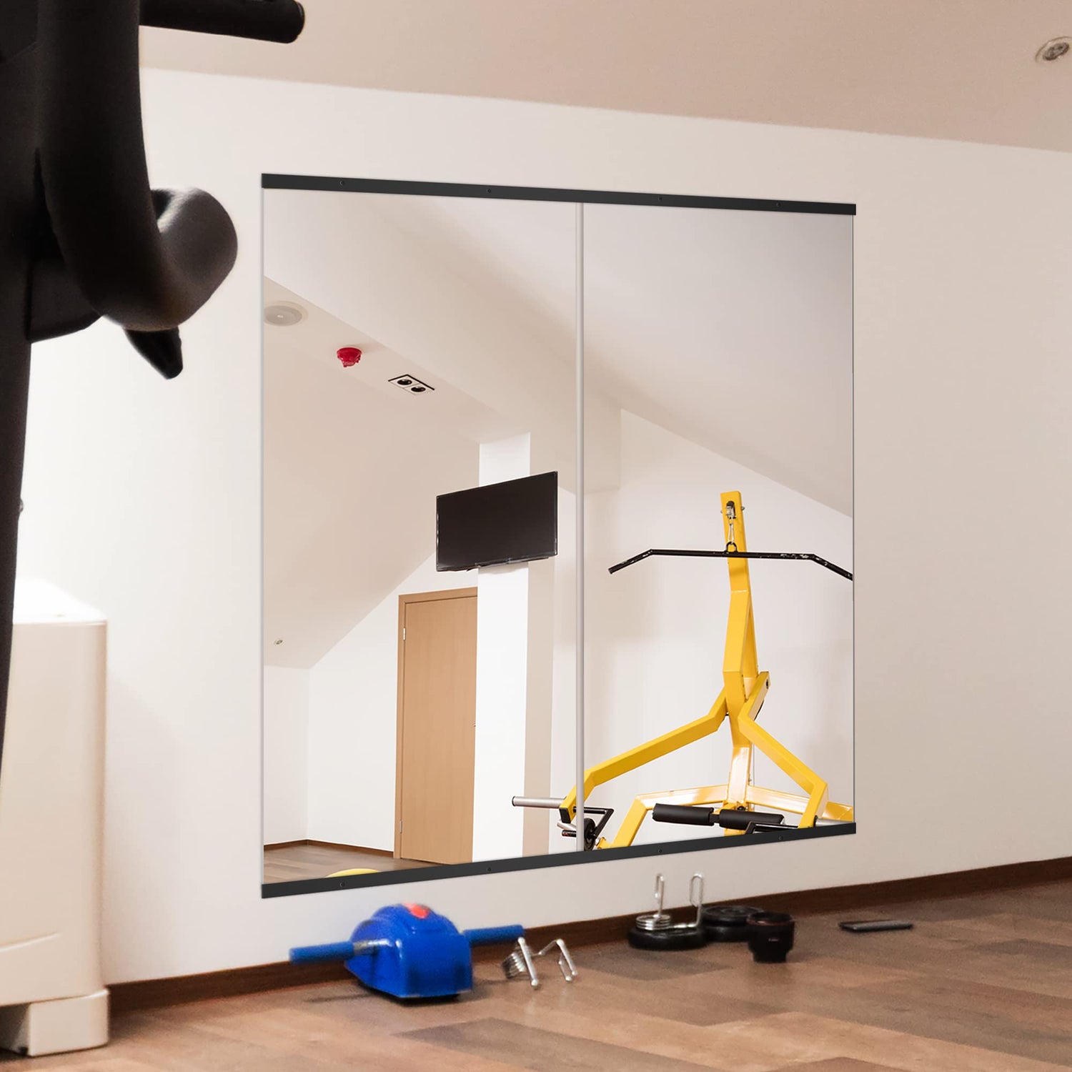 Delma Home Gym Mirror, Large Full Body Mirror for Yoga, 48''x24''x2PCS, Glass Frameless Mirror for Wall Mounted, Wall Mirror for Home Gym, Garage, Delma