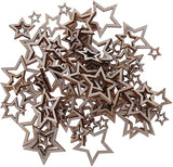Natural Wood Slices Unfinished Wood 100pcs Cut Wood 1-3cm Mix Wooden Hollow Star Shape Craft Wedding Decor Marsrut