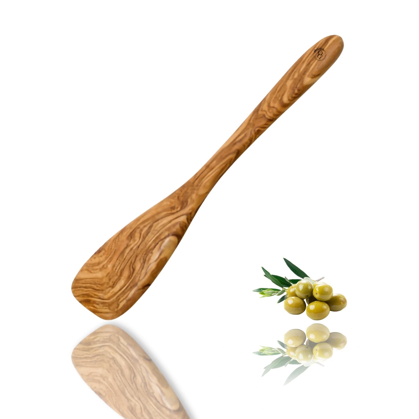 12 inch Wooden Spatula Turner for Cooking Olive Wood Handmade Safe Nonstick cookware Kitchen Utensils Sturdy Flipping Eggs, Fish, Chopper,