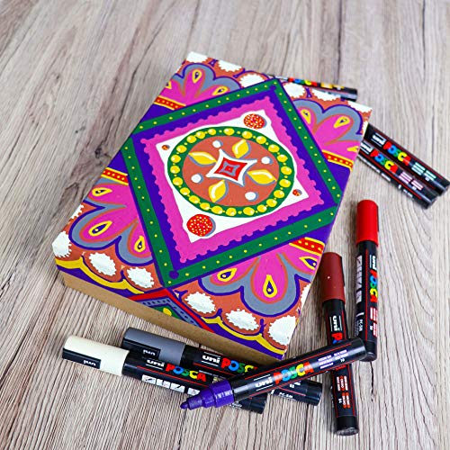 Posca PC-5M Water Based Permanent Marker Paint Pens. Premium Medium Tip for Arts and Crafts. Multi-surface Use On Wood, Metal, Paper, Cardboard, Posca