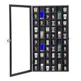 Shot Glass Display Case Large Wooden Cabinet Rack Holder Wall Mounted Black Shadow Box Lockable with UV Protection Acrylic Glass Door Shot Glass Snail