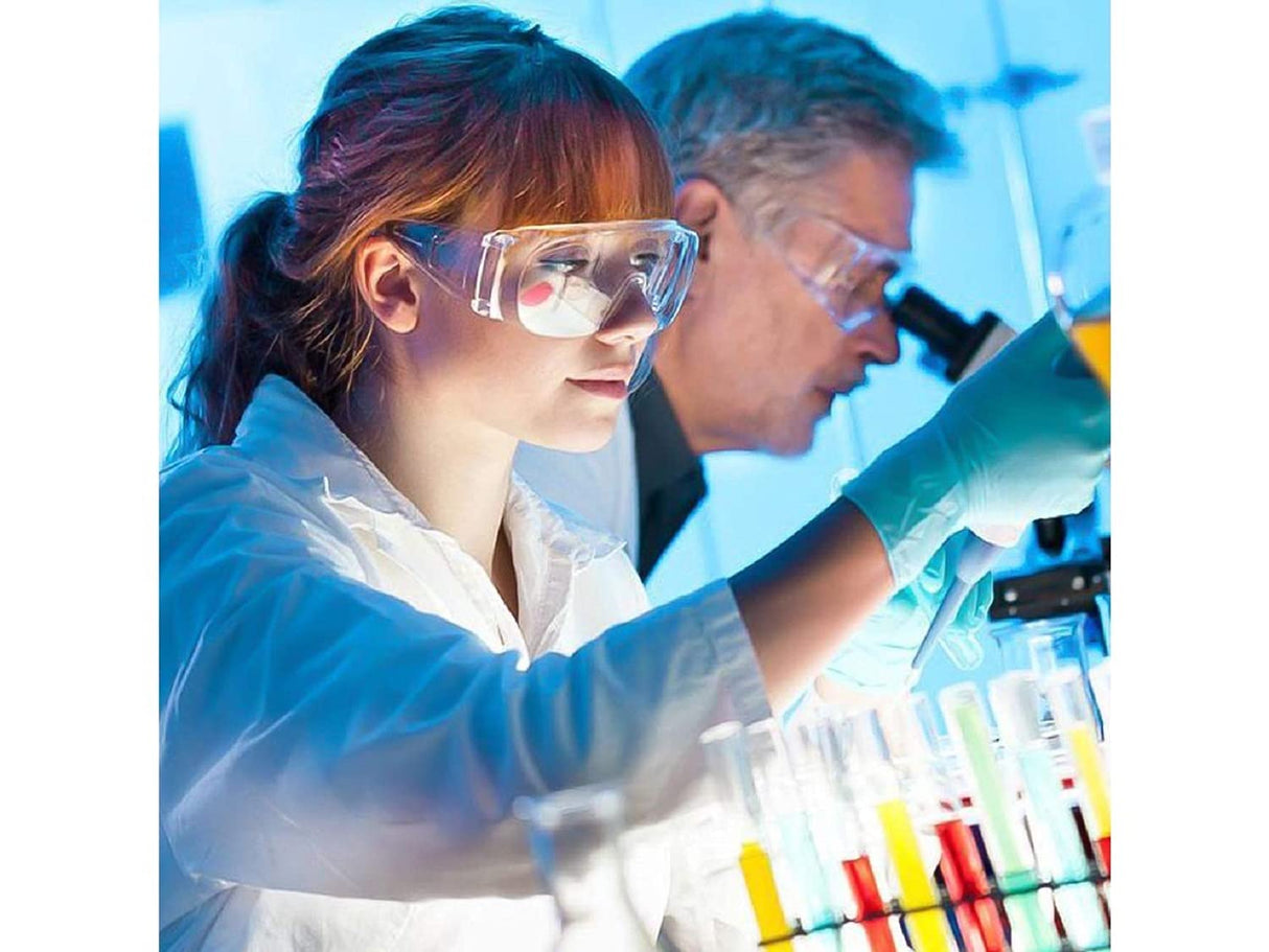 Safety Glasses (2 Pack) Anti Fog & Shattered Proof, ANSI Z87.1 & EN 166 UV Resistant Protective Eyewear Safety Goggles, Wide Frame Eye Shield Goggles Euxor