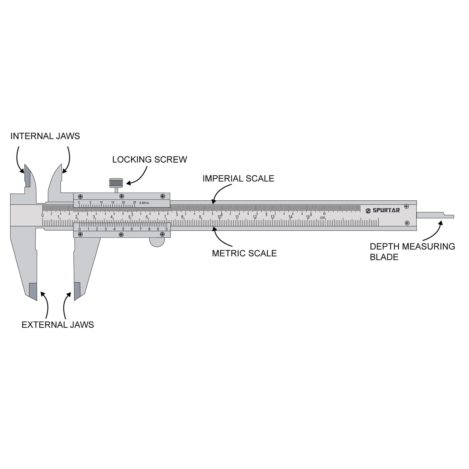 Spurtar Vernier Caliper, 6" Stainless Steel Non Digital Calipers, 0-6Inch/0-150mm Manual Micrometer Caliper, 0.02mm/0.001" High Precision Caliper, Spurtar