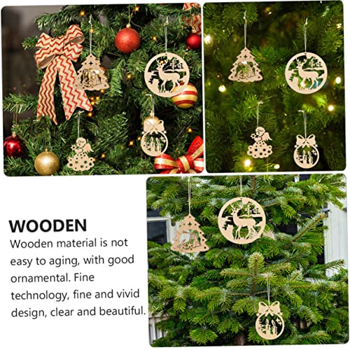 ABOOFAN 80 Pcs Christmas Ornaments Xmas Unfinished Hanging Slices Christmas Unfinished Wood Slices Christmas Wood Embellishments Wood Snowflake ABOOFAN