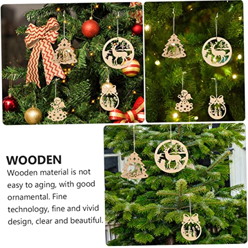 ABOOFAN 80 Pcs Christmas Ornaments Xmas Unfinished Hanging Slices Christmas Unfinished Wood Slices Christmas Wood Embellishments Wood Snowflake