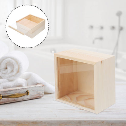 STOBOK Unfinished Wood Boxes Small Crafts Wooden Boxes with Clear Lid Decorative Jewelry Display Box for DIY Birthday Party Favor Gifts Supplies, - WoodArtSupply