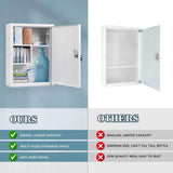 KYODOLED Wall Mount Medicine Cabinet, Large Capacity First Aid Wall Cabinet for Bathroom, Locking Medicine Cabinet with Key, Secure Steel Lock Box KYODOLED
