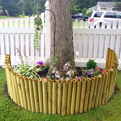Jollybower 8x39IN Natural Bamboo Edging, Bamboo Garden Border Edging, Outdoor Landscape Edging for Decorative Garden, Patio Flower Garden Bed, Lawn, Jollybower