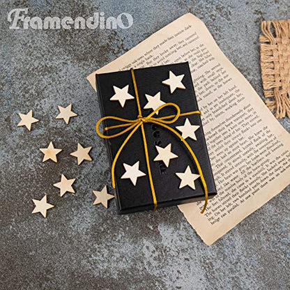 Framendino, 500 Pack 20mm Unfinished Wood Star Pieces Blank for Wedding Party DIY Crafts - WoodArtSupply