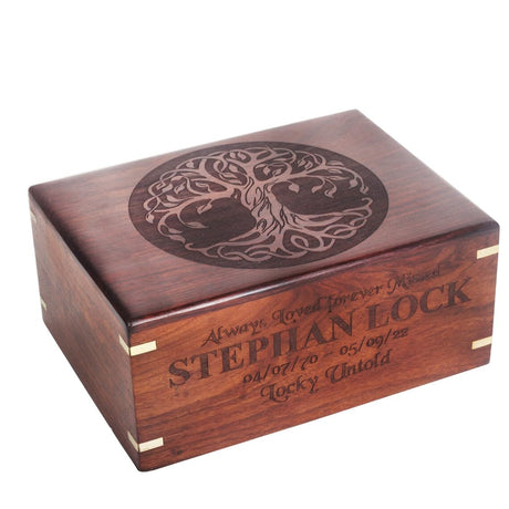 Personalized Urns for Human or Pet Ashes, Personalized Wooden Engraved Cremation Urn, Wood Funeral Urn - Keepsake Box, Memorial Urn or Casket (Wood The Maryam Crafts