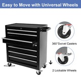 7-Drawer Tool Chest with Wheels, Rolling Tool Chest with Drawers, Top Cushion & 7PCS Tray Divider Set, Multifunctional Craftsman Tool Storage Chest Henf