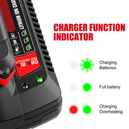 Energup 2Pack Replacement Craftsman V20 Craftsman 20V Lithium Battery and Charger Kit for CMCB202 CMCB204 CMCB206 CMCB201 CMCB100 CMCB124 Included a - WoodArtSupply