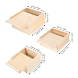 NOLITOY 3pcs Box Wooden Drawer Wooden Unfinished Small Decorative Rustic Case Jewelry Organizer for Drawer Wooden Decor Wood Decor Wood Crates NOLITOY