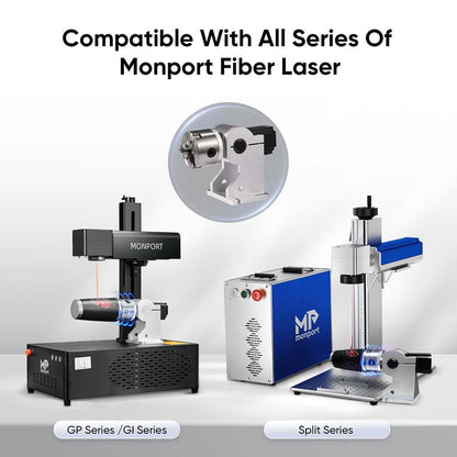 Monport 30W Fiber Laser Engraver with Rotary Axis,Compatible Lightburn Laser with 5.9" x 5.9" Work Area and 30W Laser Source,360° Laser Marking for - WoodArtSupply