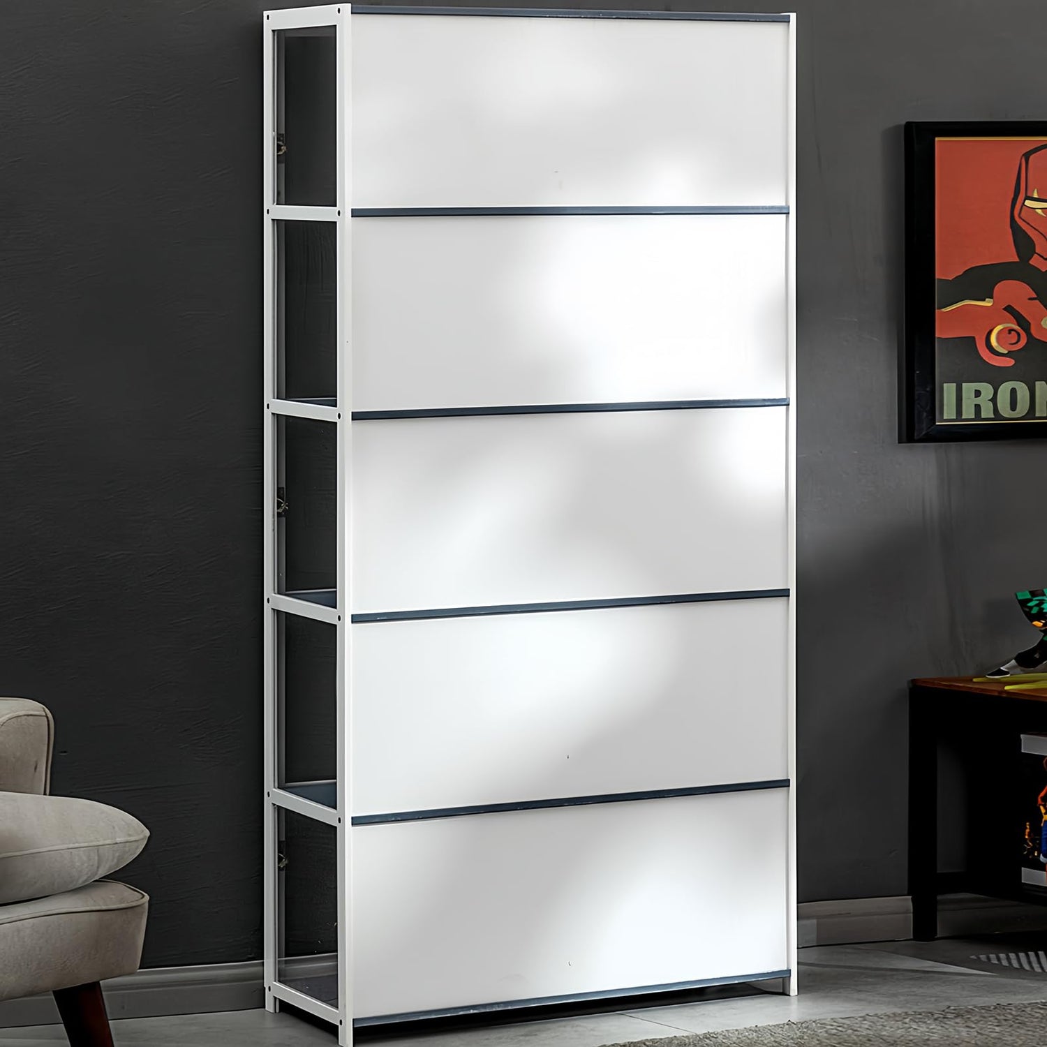 HDROGUV 5-Tier Acrylic Glass Curio Display Cabinet – Stylish Organiser for Books, Toys, and Collectibles HDROGUV