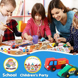 ColCospie Wooden Cars to Paint for Kids,Come with 12pcs DIY Wooden Cars for 12pcs of Color Pigments and 1pcs Car Styling Sticker ColCospie