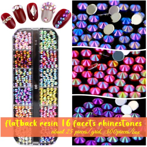 editTime 5000 Pieces (5 Boxes) Shiny Colorful Nail Art Rhinestones Nail Stone Gems Design Kit and 4 sheets flower nail art stickers with a Curved - WoodArtSupply