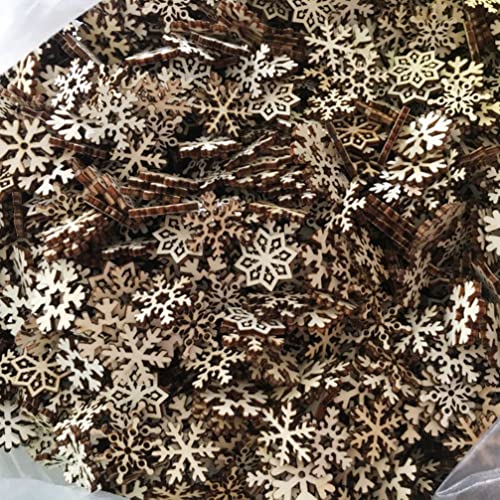 ABOOFAN 100pcs Pieces Unfinished Wood Snowflake Ornaments Holiday Slices Cutouts Christmas Tree Snowflake Ornaments Wooden Christmas Ornaments Wood - WoodArtSupply